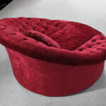17′ Red Velour and MDF Sofa Chair