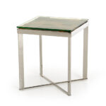 22′ Mosaic Wood  Steel  and Glass End Table