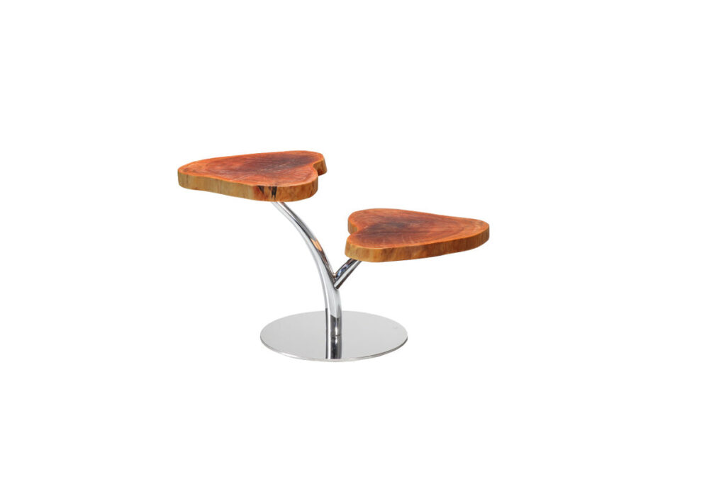 20′ Live Edge Wood and Steel End Table