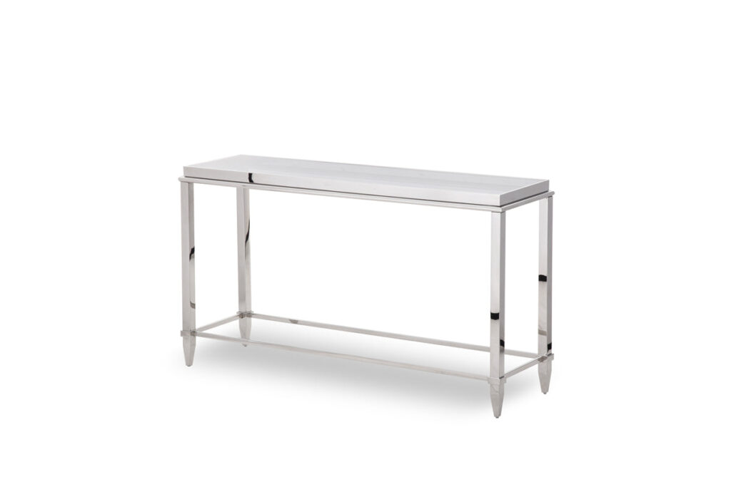 34′ Stainless Steel and Glass Console Table