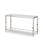 34′ Stainless Steel and Glass Console Table