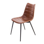 Two 32′ Brown Leatherette and Iron Dining Chairs