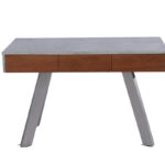 30′ Walnut Veneer  Metal  and Concrete Desk