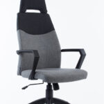 48′ Grey and Black Fabric  Plastic  and Steel Office Chair