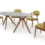 30″ Wood and Glass Oval Dining Table