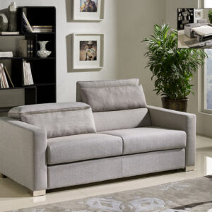 35' X 78' X 36' Beige Linen Upholstery Metal Leg Sofa w2 Pillows