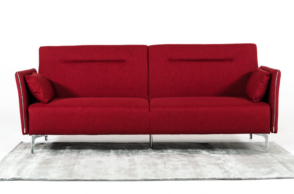 35′ Red Fabric  Foam  Steel  and Wood Single Sofa