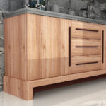 34′ Concrete and Solid Acacia Wood Buffet