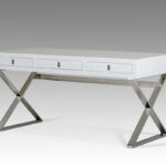 21′ White Crocodile MDF and Steel Desk