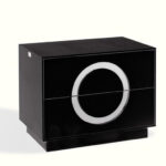 24′ Croc Black Lacquer Faux Crocodile 2 Drawer Nightstand