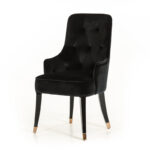 38′ Black Velvet Fabric Dining Chair
