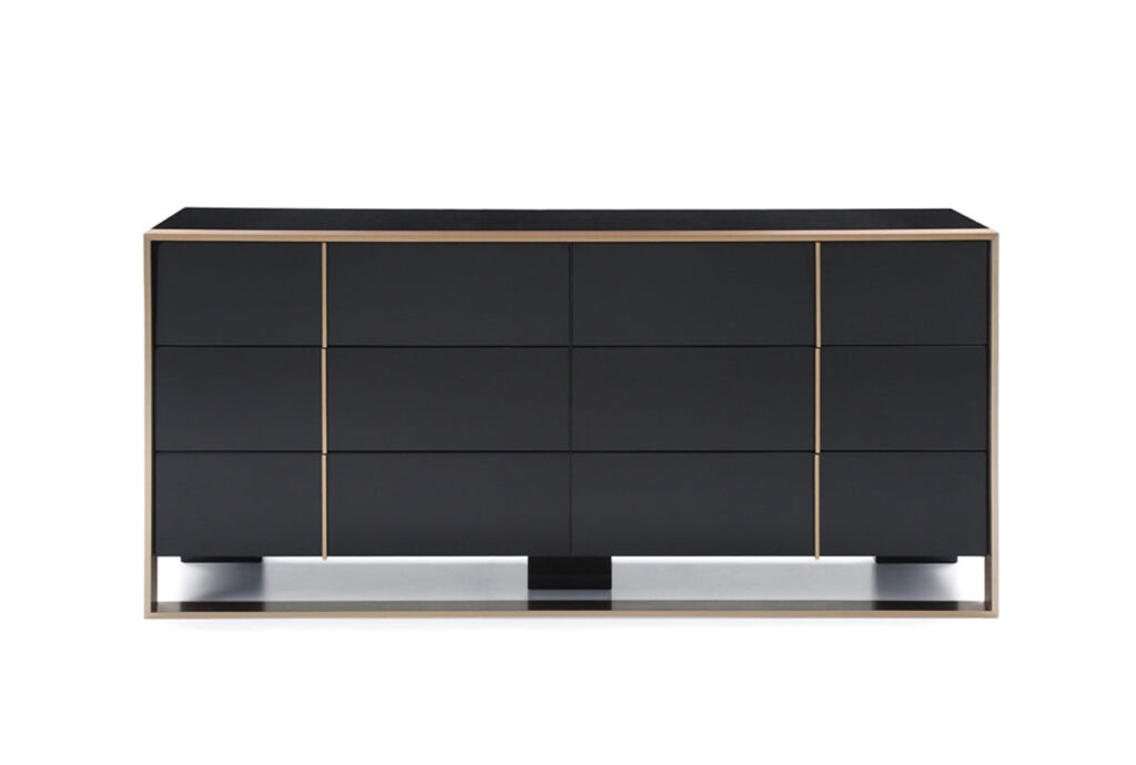 29′ Black and Brushed Bronze Dresser