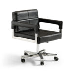 29′ Black Bonded Leather and Steel Office Chair