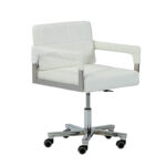 29′ White Bonded Leather and Steel Office Chair