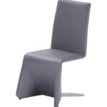 Set of Two Gray Contemporary Faux Leather Dining Chairs