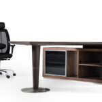 29.5′ Leatherette and Veneer Office Desk with a Side Storage Cabinet