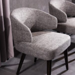 31′ Grey Fabric Dining Chair with Wood Legs