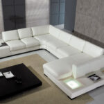 30′ White Bonded Leather Sectional Sofa