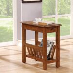 Warm Honey Brown Wooden Magazine Rack Side Table