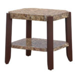 Faux Marble And Brown End Table