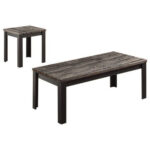 48′ X 24′ X 18′ 2Pc Faux Marble And Black Pack Coffee And End Table Set