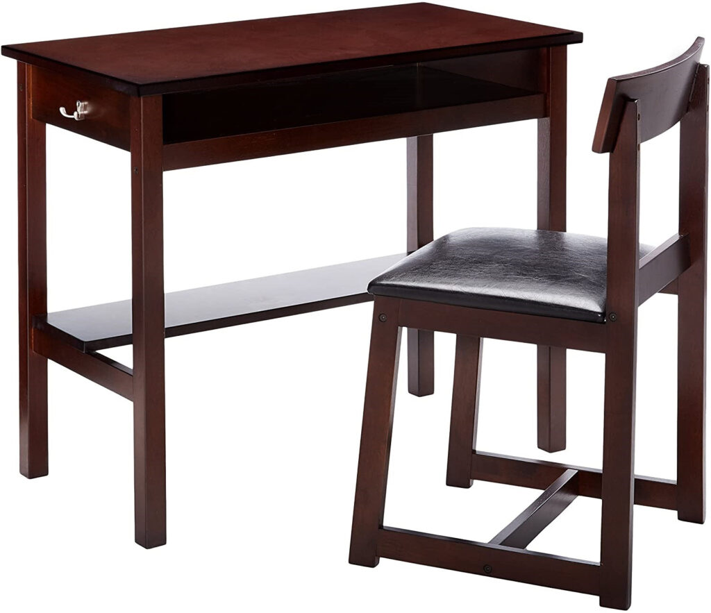 35′ X 35′ X 35′ 2Pc Black Pu And Espresso Pack Desk And Chair