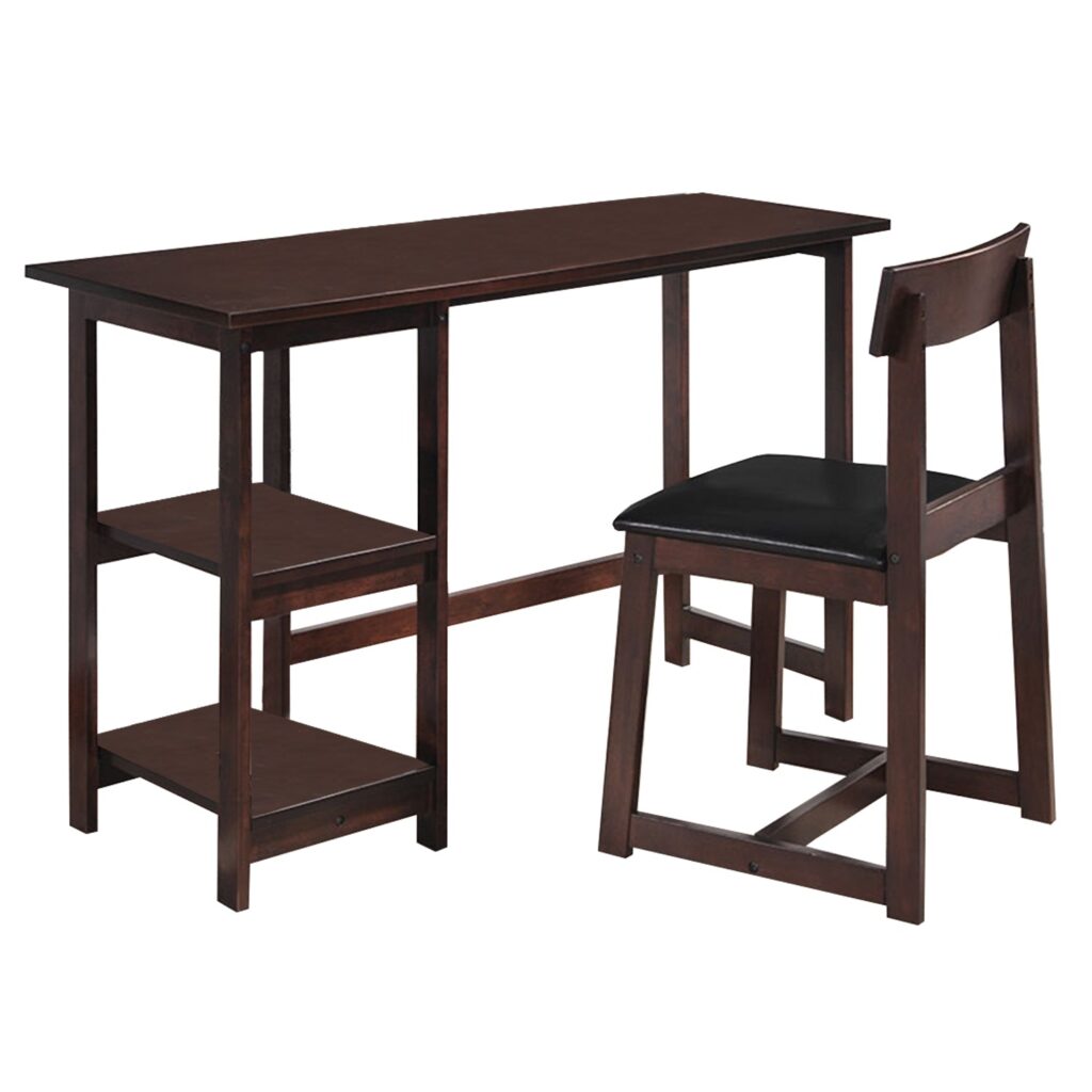 19′ X 47′ X 39′ 2Pc Black Pu And Espresso Pack Desk And Chair