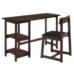 19′ X 47′ X 39′ 2Pc Black Pu And Espresso Pack Desk And Chair