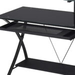 Sleek Black Glass Computer Desk