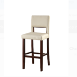 White Faux Leather And Espresso Wooden Bar Chair