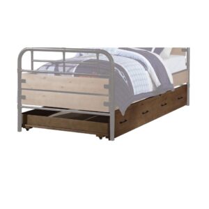 73' X 89' X 76' PU Vintage Oak Wood Upholstery Queen Bed