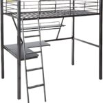 79′ X 42′ X 72′ Silver And Black Metal Tube Loft Bed With Desk