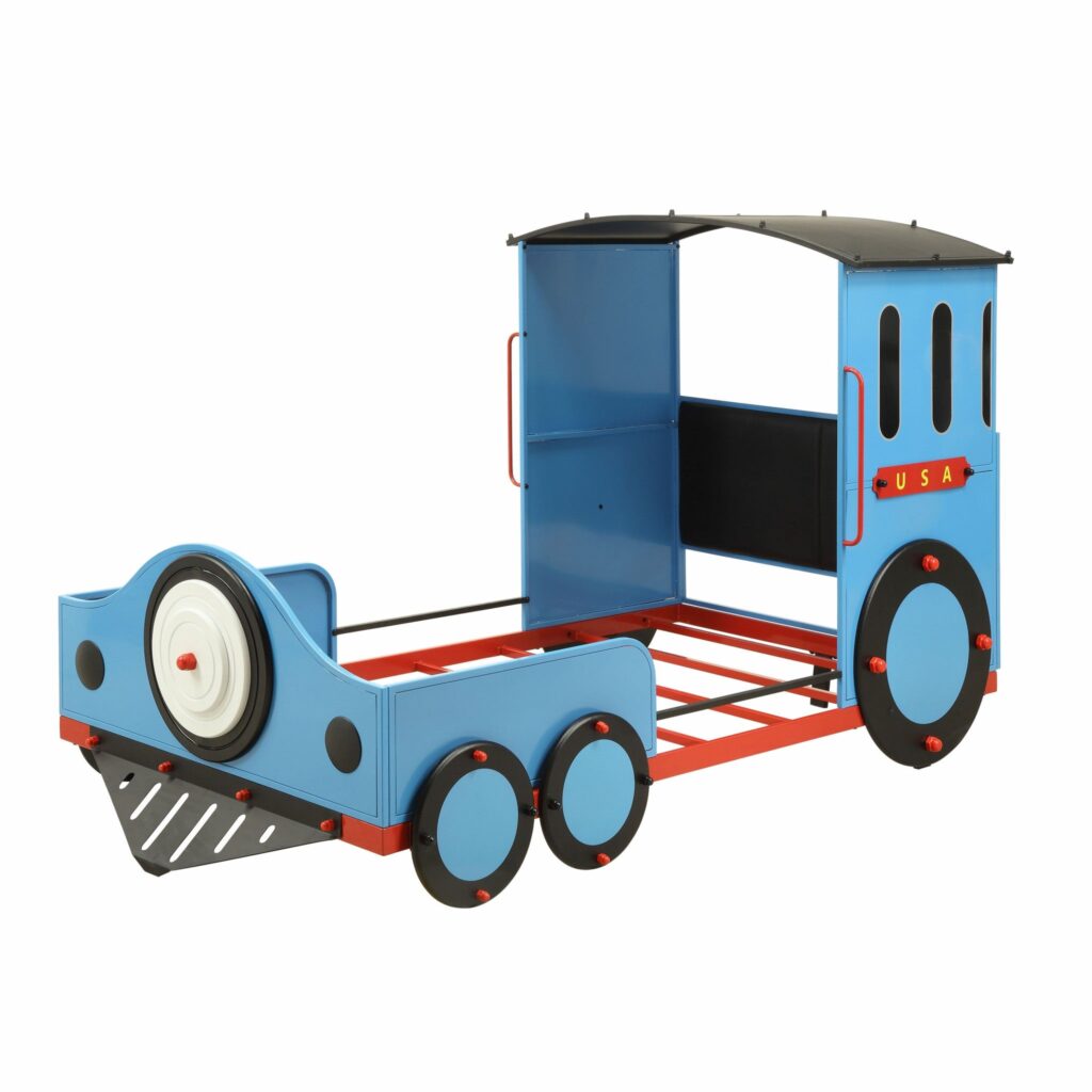 83′ X 44′ X 51′ Blue Red And Black Train Metal Twin  Bed