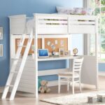 83′ X 45′ X 74′ Twin White Poplar Wood Loft Bed With Desk