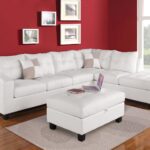 78′ X 33′ X 34′ White Bonded Leather Reversible Sectional Sofa With 2 Pillows