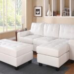 83′ X 57′ X 35′ White Bonded Leather Match Sectional Sofa With Ottoman