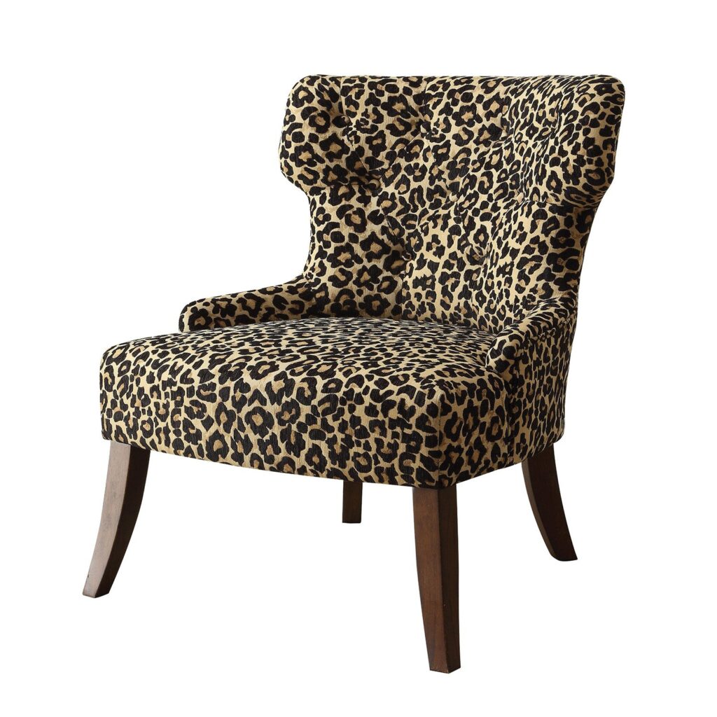 28′ X 30′ X 36′ Leopard Fabric And Espresso Accent Chair