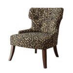 28′ X 30′ X 36′ Leopard Fabric And Espresso Accent Chair
