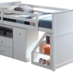 79′ X 42′ X 47′ White Loft Bed With Chest And Swivel DeskLadder
