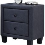 2-Tone Gray Upholstered Contemporary Nightstand