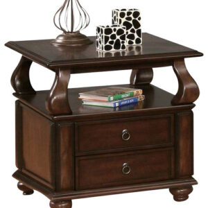 26' X 26' X 24' Marble Dark Walnut Wood End Table