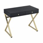 42′ X 19′ X 31′ Black And Brass Particle Board Desk