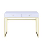 42′ X 19′ X 31′ White And Brass Particle Board Desk