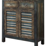 32′ X 15′ X 35′ Antique Oak And Teal Wooden Console Table