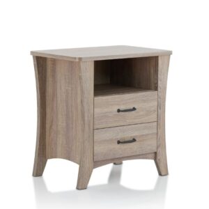 Natural Light Mocha Contemporary Nightstand with Two Drawers