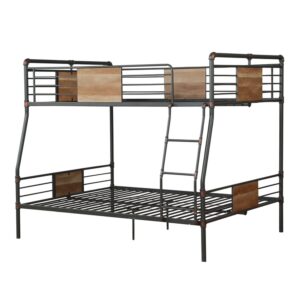 83' X 63' X 65' Espresso Pine Wood Twin XL Over Queen Bunk Bed