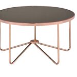 34′ X 34′ X 18′ Smoky Glass And Rose Gold Coffee Table