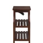 Espresso Wooden USB Port Storage End Table