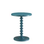 Fun Teal Wood Pedestal End Table
