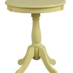 Light Yellow Solid Wooden Pedestal Side Table